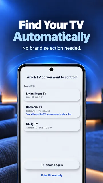 Finds your TV automatically